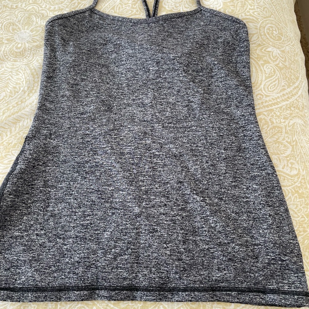 Lululemon Athletica Power Y Gray & Black Yoga Tank Top - Size 8